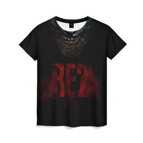 Женская футболка 3D с принтом Resident Evil 2 в Петрозаводске, 100% полиэфир ( синтетическое хлопкоподобное полотно) | прямой крой, круглый вырез горловины, длина до линии бедер | 2 | 2019 | dark | evil | game | horror | resident | zombie | зомби | зубы | игра | кровь | лого | обитель зла | ужас