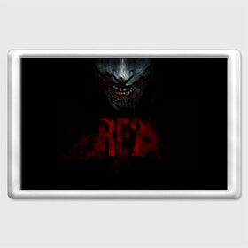 Магнит 45*70 с принтом Resident Evil 2 в Петрозаводске, Пластик | Размер: 78*52 мм; Размер печати: 70*45 | Тематика изображения на принте: 2 | 2019 | dark | evil | game | horror | resident | zombie | зомби | зубы | игра | кровь | лого | обитель зла | ужас