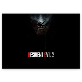 Поздравительная открытка с принтом Resident Evil 2 в Петрозаводске, 100% бумага | плотность бумаги 280 г/м2, матовая, на обратной стороне линовка и место для марки
 | 2 | 2019 | dark | evil | game | horror | resident | zombie | зомби | зубы | игра | кровь | лого | обитель зла | ужас