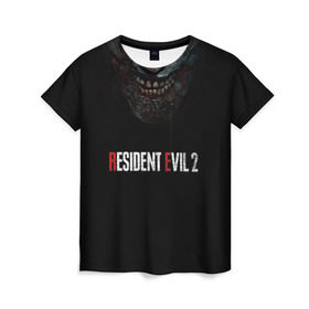Женская футболка 3D с принтом Resident Evil 2 в Петрозаводске, 100% полиэфир ( синтетическое хлопкоподобное полотно) | прямой крой, круглый вырез горловины, длина до линии бедер | 2 | 2019 | dark | evil | game | horror | resident | zombie | зомби | зубы | игра | кровь | лого | обитель зла | ужас