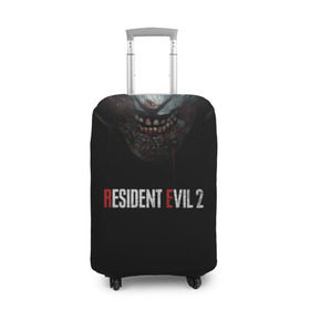 Чехол для чемодана 3D с принтом Resident Evil 2 в Петрозаводске, 86% полиэфир, 14% спандекс | двустороннее нанесение принта, прорези для ручек и колес | Тематика изображения на принте: 2 | 2019 | dark | evil | game | horror | resident | zombie | зомби | зубы | игра | кровь | лого | обитель зла | ужас