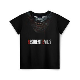 Детская футболка 3D с принтом Resident Evil 2 в Петрозаводске, 100% гипоаллергенный полиэфир | прямой крой, круглый вырез горловины, длина до линии бедер, чуть спущенное плечо, ткань немного тянется | 2 | 2019 | dark | evil | game | horror | resident | zombie | зомби | зубы | игра | кровь | лого | обитель зла | ужас