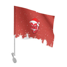 Флаг для автомобиля с принтом Сатана Санта в Петрозаводске, 100% полиэстер | Размер: 30*21 см | 2019 |  снег | агрессивный санта | дед мороз | демон | дьявол | злой санта | злость | новогодний | новый год | новый год 2019 | опасность | санта | сантасатана | сатана | снежинки