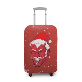Чехол для чемодана 3D с принтом Сатана Санта в Петрозаводске, 86% полиэфир, 14% спандекс | двустороннее нанесение принта, прорези для ручек и колес | 2019 |  снег | агрессивный санта | дед мороз | демон | дьявол | злой санта | злость | новогодний | новый год | новый год 2019 | опасность | санта | сантасатана | сатана | снежинки