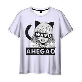 Мужская футболка 3D с принтом Ahegao в Петрозаводске, 100% полиэфир | прямой крой, круглый вырез горловины, длина до линии бедер | ahegao | аниме | ахегао | мульт | мультфильм | сенпай | сэмпай