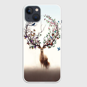 Чехол для iPhone 13 с принтом Олень с ветвями вместо рог в Петрозаводске,  |  | бабочка | волшебство | деревья | лес | листья | оленёнок | природа | птица | сказка | фрукты | цветы