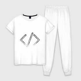 Женская пижама хлопок с принтом Программирование в Петрозаводске, 100% хлопок | брюки и футболка прямого кроя, без карманов, на брюках мягкая резинка на поясе и по низу штанин | html | код | программирование | программист