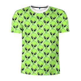 Мужская футболка 3D спортивная с принтом Инопланетяне в Петрозаводске, 100% полиэстер с улучшенными характеристиками | приталенный силуэт, круглая горловина, широкие плечи, сужается к линии бедра | зеленый | инопланетяне | инопланетянин | космос | нло | паттерн | повторение | пришельцы