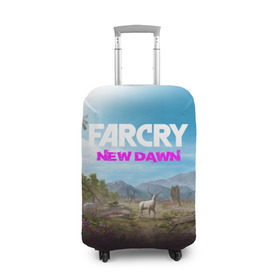 Чехол для чемодана 3D с принтом FAR CRY NEW DAWN в Петрозаводске, 86% полиэфир, 14% спандекс | двустороннее нанесение принта, прорези для ручек и колес | action | far cry | far cry new dawn | game | gamer | montana | player | shooter | usa | врата эдема | знак | игра | культ | секта | символ | символика | шутер | эдем