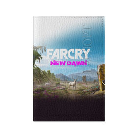 Обложка для паспорта матовая кожа с принтом FAR CRY NEW DAWN в Петрозаводске, натуральная матовая кожа | размер 19,3 х 13,7 см; прозрачные пластиковые крепления | action | far cry | far cry new dawn | game | gamer | montana | player | shooter | usa | врата эдема | знак | игра | культ | секта | символ | символика | шутер | эдем