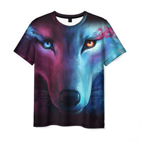 Мужская футболка 3D с принтом WOLF в Петрозаводске, 100% полиэфир | прямой крой, круглый вырез горловины, длина до линии бедер | hunter | wild | wolf | волк | животные | звери | охотник