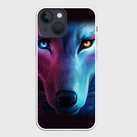 Чехол для iPhone 13 mini с принтом NEON WOLF | НЕОНОВЫЙ ВОЛК в Петрозаводске,  |  | Тематика изображения на принте: hunter | wild | wolf | волк | животные | звери | охотник
