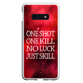 Чехол для Samsung S10E с принтом One Shot One Kill в Петрозаводске, Силикон | Область печати: задняя сторона чехла, без боковых панелей | counter strike. one shot | cs go | csgo | game | one kill | ван шот | красный | лого | надпись | текст