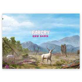 Поздравительная открытка с принтом Far Cry New Dawn в Петрозаводске, 100% бумага | плотность бумаги 280 г/м2, матовая, на обратной стороне линовка и место для марки
 | Тематика изображения на принте: action adventure | county | cry | dawn | far | farcry | highwaymen | hope | lo | mickey | montana | new | newdawn | sisters | twin | близнецы | боевик | лу | микки | приключение | хайвеймен