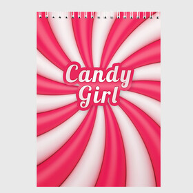 Скетчбук с принтом Candy Girl в Петрозаводске, 100% бумага
 | 48 листов, плотность листов — 100 г/м2, плотность картонной обложки — 250 г/м2. Листы скреплены сверху удобной пружинной спиралью | вкусняшка | карамель | конфета | милый | няша | розовый | сладкая девочка | сладость