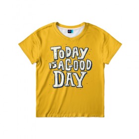 Детская футболка 3D с принтом Good Day в Петрозаводске, 100% гипоаллергенный полиэфир | прямой крой, круглый вырез горловины, длина до линии бедер, чуть спущенное плечо, ткань немного тянется | день | краска | мода | прикол | пятна | синий | тренд | улыбка | яркие