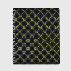 Тетрадь с принтом Victorian - 36577512ik в Петрозаводске, 100% бумага | 48 листов, плотность листов — 60 г/м2, плотность картонной обложки — 250 г/м2. Листы скреплены сбоку удобной пружинной спиралью. Уголки страниц и обложки скругленные. Цвет линий — светло-серый
 | 36577512ik | black | gothic | gray | green | lace | pattern | style | texture | victorian | wallpaper | викторианский | готика | зеленый | кружево | обои | серый | стиль | текстура | черный