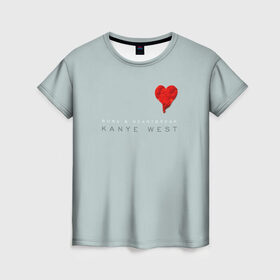 Женская футболка 3D с принтом Kanye West, 808s & Heartbreak в Петрозаводске, 100% полиэфир ( синтетическое хлопкоподобное полотно) | прямой крой, круглый вырез горловины, длина до линии бедер | 