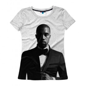 Женская футболка 3D с принтом Kanye West Halftone в Петрозаводске, 100% полиэфир ( синтетическое хлопкоподобное полотно) | прямой крой, круглый вырез горловины, длина до линии бедер | kanye | kanye west | yandhi | кани | кани вест | кани вэст | янди