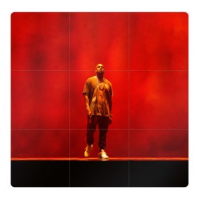 Магнитный плакат 3Х3 с принтом Kanye West Red On Stage в Петрозаводске, Полимерный материал с магнитным слоем | 9 деталей размером 9*9 см | 