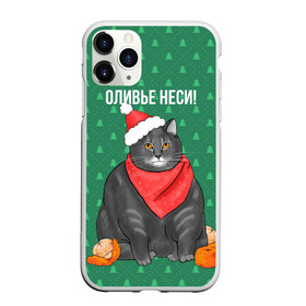 Чехол для iPhone 11 Pro Max матовый с принтом Кот хочет кушот в Петрозаводске, Силикон |  | кот | кушот | новый год | оливье | толстый кот