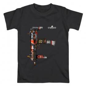 Мужская футболка хлопок с принтом CS GO лого на спине в Петрозаводске, 100% хлопок | прямой крой, круглый вырез горловины, длина до линии бедер, слегка спущенное плечо. | 