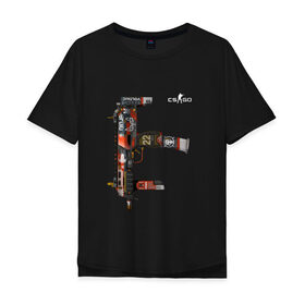 Мужская футболка хлопок Oversize с принтом CS GO лого на спине в Петрозаводске, 100% хлопок | свободный крой, круглый ворот, “спинка” длиннее передней части | 