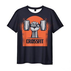 Мужская футболка 3D с принтом Crossfit в Петрозаводске, 100% полиэфир | прямой крой, круглый вырез горловины, длина до линии бедер | мода | мотивация | настроения | позитив | прикол | пятна | тренд | яркие