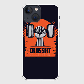 Чехол для iPhone 13 mini с принтом Crossfit в Петрозаводске,  |  | мода | мотивация | настроения | позитив | прикол | пятна | тренд | яркие