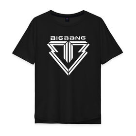 Мужская футболка хлопок Oversize с принтом Big Bang logo в Петрозаводске, 100% хлопок | свободный крой, круглый ворот, “спинка” длиннее передней части | big bang | g dragon