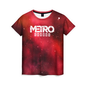Женская футболка 3D с принтом Metro Exodus в Петрозаводске, 100% полиэфир ( синтетическое хлопкоподобное полотно) | прямой крой, круглый вырез горловины, длина до линии бедер | 2019 | 2033 | exodus | game | logo | metro | red | апокалипсис | игра | исход | красный | лого | метро | сталкер