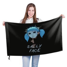 Флаг 3D с принтом Sally Face (6) в Петрозаводске, 100% полиэстер | плотность ткани — 95 г/м2, размер — 67 х 109 см. Принт наносится с одной стороны | Тематика изображения на принте: face | fisher | larry johnson | mask | sally | sally face | sally fisher | демоны | духи | маска | призраки | салли | салли фейс | салли фишер | фейс