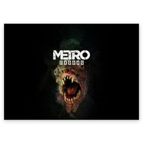 Поздравительная открытка с принтом Metro Exodus в Петрозаводске, 100% бумага | плотность бумаги 280 г/м2, матовая, на обратной стороне линовка и место для марки
 | 2019 | 2033 | exodus | game | logo | metro | апокалипсис | герой | зубы | игра | исход | лого | метро | монстр | персонаж | сталкер