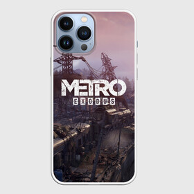 Чехол для iPhone 13 Pro Max с принтом Metro Exodus в Петрозаводске,  |  | Тематика изображения на принте: 2019 | 2033 | exodus | game | logo | metro | апокалипсис | вышки | игра | исход | лого | локация | метро | пейзаж | скриншот | сталкер