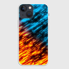 Чехол для iPhone 13 mini с принтом БИТВА СТИХИЙ в Петрозаводске,  |  | blue | bright | fire | heat | ice | light | orange | wildfire | битва огней | битва стихий | искры | огненный | огонь | оранжевый | пламя | пожар