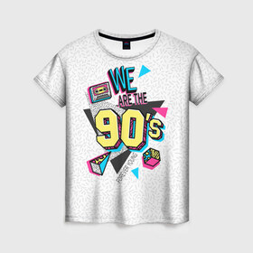 Женская футболка 3D с принтом Девяностые в Петрозаводске, 100% полиэфир ( синтетическое хлопкоподобное полотно) | прямой крой, круглый вырез горловины, длина до линии бедер | 1990 | 90е | pop | vhs | аудиокассета | ретро