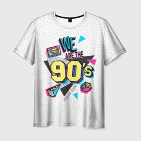 Мужская футболка 3D с принтом Девяностые в Петрозаводске, 100% полиэфир | прямой крой, круглый вырез горловины, длина до линии бедер | 1990 | 90е | pop | vhs | аудиокассета | ретро