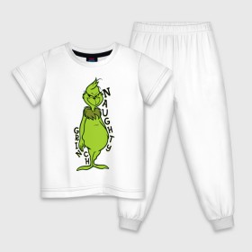 Детская пижама хлопок с принтом Naughty Grinch в Петрозаводске, 100% хлопок |  брюки и футболка прямого кроя, без карманов, на брюках мягкая резинка на поясе и по низу штанин
 | grinch | гринч | новый год | рождество