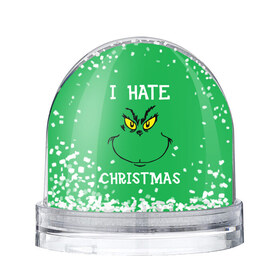 Снежный шар с принтом I hate christmas в Петрозаводске, Пластик | Изображение внутри шара печатается на глянцевой фотобумаге с двух сторон | grinch | гринч | новый год | рождество