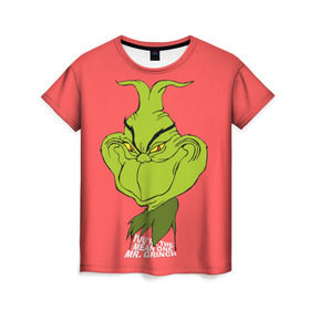 Женская футболка 3D с принтом Mr. Grinch в Петрозаводске, 100% полиэфир ( синтетическое хлопкоподобное полотно) | прямой крой, круглый вырез горловины, длина до линии бедер | grinch | гринч | новый год | рождество