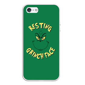 Чехол для iPhone 5/5S матовый с принтом Resting Grinch Face в Петрозаводске, Силикон | Область печати: задняя сторона чехла, без боковых панелей | Тематика изображения на принте: grinch | гринч | новый год | рождество