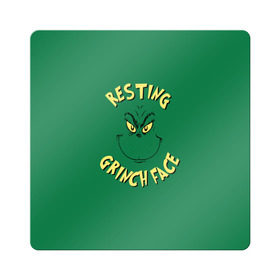 Магнит виниловый Квадрат с принтом Resting Grinch Face в Петрозаводске, полимерный материал с магнитным слоем | размер 9*9 см, закругленные углы | Тематика изображения на принте: grinch | гринч | новый год | рождество