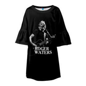 Детское платье 3D с принтом Roger Waters, Pink Floyd в Петрозаводске, 100% полиэстер | прямой силуэт, чуть расширенный к низу. Круглая горловина, на рукавах — воланы | Тематика изображения на принте: roger waters | джордж уотерс | композитор | певец | поэт