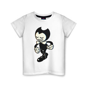 Детская футболка хлопок с принтом Bendy в Петрозаводске, 100% хлопок | круглый вырез горловины, полуприлегающий силуэт, длина до линии бедер | bendy | bendy in the ink machine | cartoon | game | бенди | игра