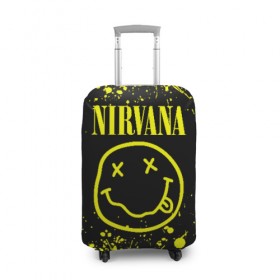 Чехол для чемодана 3D с принтом Nirvana в Петрозаводске, 86% полиэфир, 14% спандекс | двустороннее нанесение принта, прорези для ручек и колес | grunge | kurt cobain | nirvana | группы | курт кобейн | музыка | нирвана | рок | смайл | смайлик