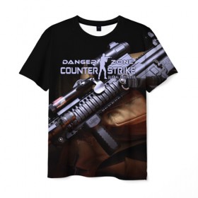 Мужская футболка 3D с принтом Counter Strike Danger Zone в Петрозаводске, 100% полиэфир | прямой крой, круглый вырез горловины, длина до линии бедер | battle | counter | danger | global | offensive | royale | strike | zone | контр | оружия | страйк | шутер