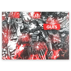 Поздравительная открытка с принтом Guts в Петрозаводске, 100% бумага | плотность бумаги 280 г/м2, матовая, на обратной стороне линовка и место для марки
 | anime | berserk | guts | аниме | берсерк | гатс