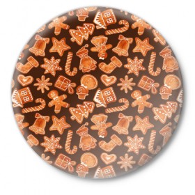 Значок с принтом Праздничные Печеньки в Петрозаводске,  металл | круглая форма, металлическая застежка в виде булавки | Тематика изображения на принте: 