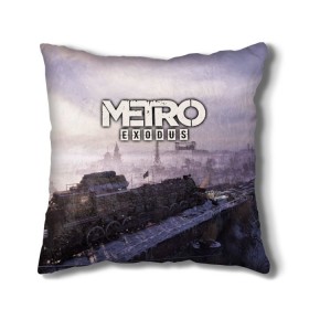 Подушка 3D с принтом Metro Exodus в Петрозаводске, наволочка – 100% полиэстер, наполнитель – холлофайбер (легкий наполнитель, не вызывает аллергию). | состоит из подушки и наволочки. Наволочка на молнии, легко снимается для стирки | exodus | horror | metro | survival | исход | метро | мутация | оружия | стелс | шутер | экшен