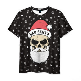 Мужская футболка 3D с принтом Bad Santa в Петрозаводске, 100% полиэфир | прямой крой, круглый вырез горловины, длина до линии бедер | Тематика изображения на принте: 